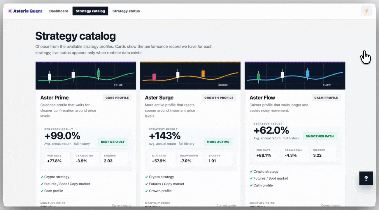 Asteria Quant safe exchange connection setup